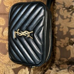 Ysl black leather belt bag